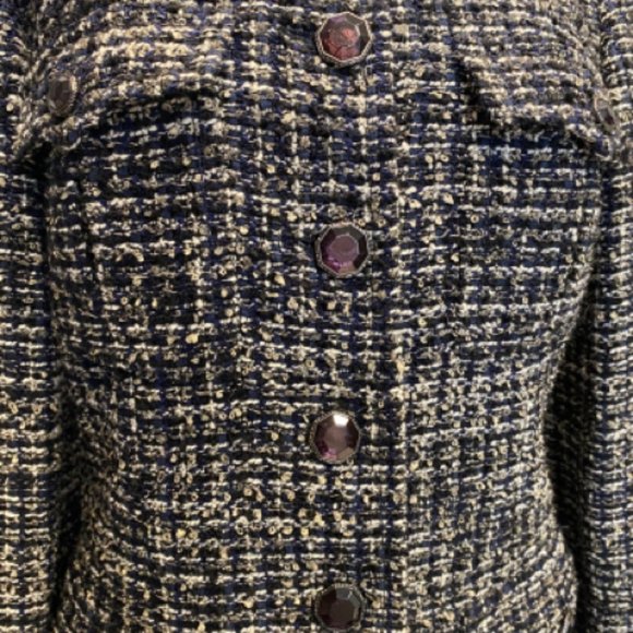 Chanel Jacket Navy Tweed Sz 40 Jacket - Picture 4 of 12